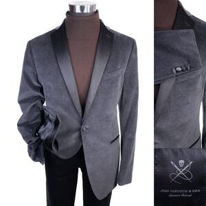 John Varvatos Signature Tailored Tuxedo Jacket blazer Sz 44L Cotton Stretch EUC